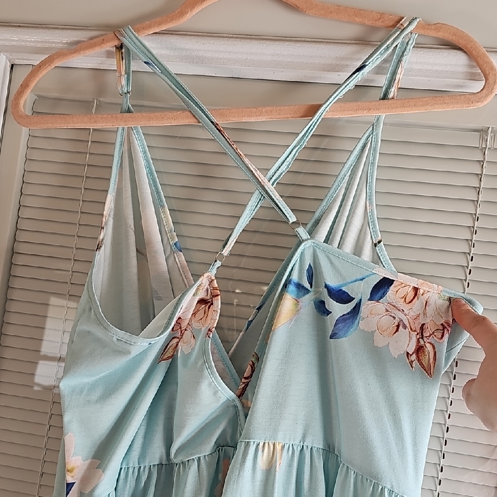 Amazon Sky Blue Floral Mini Dress - Picture 2 of 4